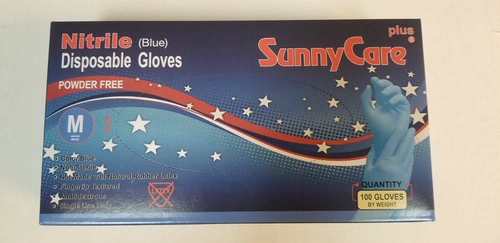 100qty Nitrile Gloves Size Medium Blue Color w/ FREE Shipping!