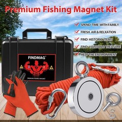 1725 lbs Fishing Magnet Kit, Double Sided Retrieval Magnet with Rope, Super S