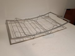 Lot of 2 Unbranded steel display racks, 28 x 16 x 5 in, 3 tiers 14.5×7.5 in each