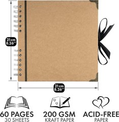 Bstorify Scrapbook Album 60 Pages (8 x 8 Inch) Brown Thick 8 x 8 Inch,