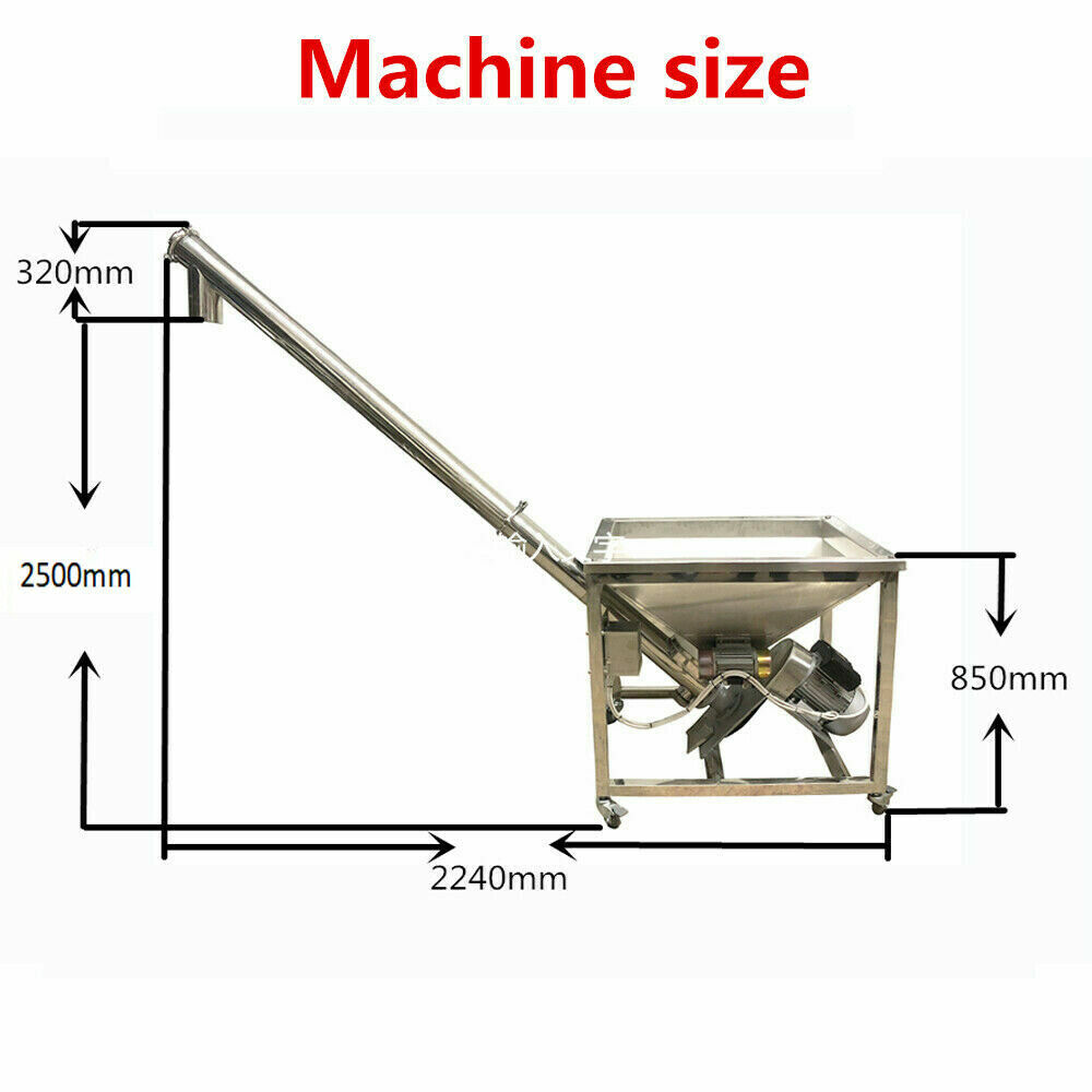 98 inch Flour Screw Vibrating Hopper Inclined Conveyor Auger Feeder 2500MM