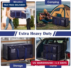 6 Pack Moving Bags with Full-Open Side Zipper, Extra Large 93L Heavy Duty Waterp
