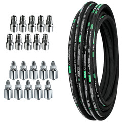 Hydraulic Hose 100ft 1/2in 3988PSI 2 Steel Braid 20PCS NPT & JIC 37° Fittings