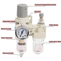 1/4″ NPT Compressed Air Filter Regulator Lubricator Water/Oil Trap Separator