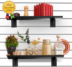 4 Pack Large Wooden Slatwall Shelf, 24 X 12 Inch Slatwall Shelves with Metal Bra