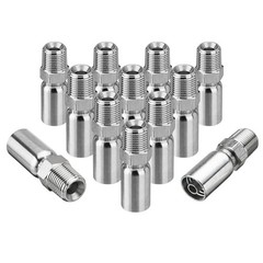 12 Pack 1/2″ NPTF Hydraulic Hose End Fittings, 3/8″ I.D. Hose x 1/2″ NPTF Male