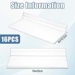PercyEffie 16 Pack Slatwall Shelves 4 x 10 inch/ 10.2 x 25.4 cm, Clear