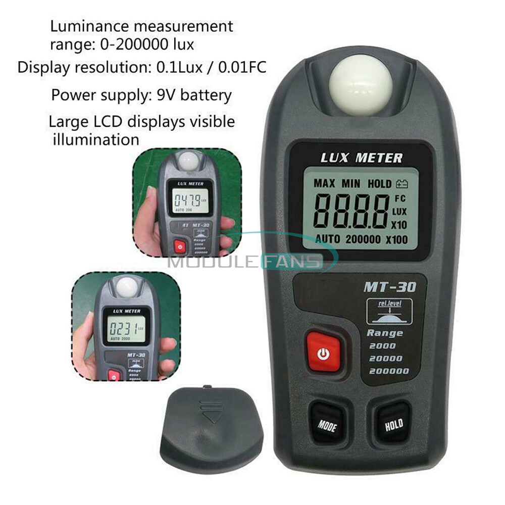 Lux Meter 0~200,000lux Range Light Meter Illuminometer lux/fc Photometer Tester
