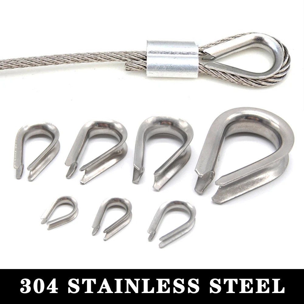Wire Rope Thimble Clamp Stainless Steel Marine Grade 304 A2 Cable Clip Loop