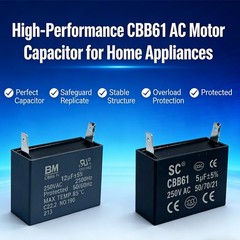 CBB61 250V Fan Capacitor 250 VAC 4/5/6/8/10/12/15/20/24/25 UF 2 PINS