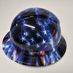 full brim VENTED hard hat custom hydro dipped IN AMERICAN THUNDER NEW VENTED