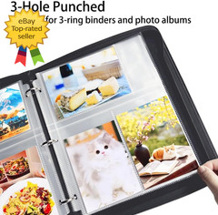 4×6 Photo Sleeves for 3 Ring Binder 40 Pack Clear Album Pages Holds 240 Photos