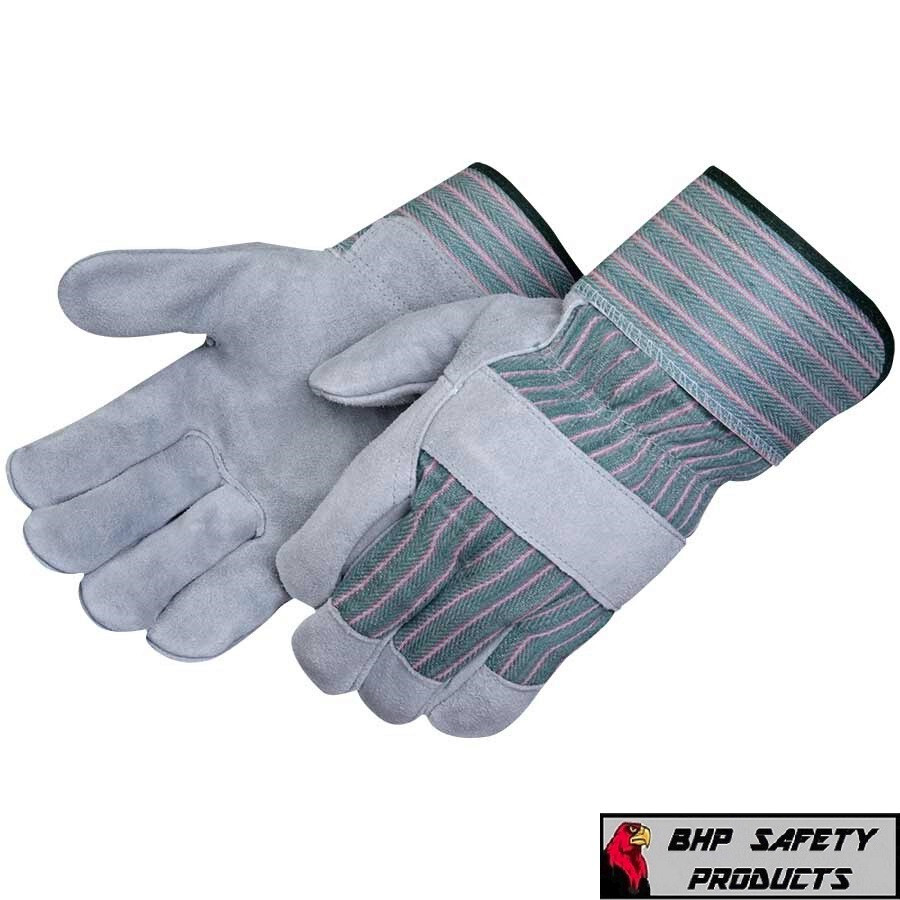 120 TOTAL PAIR OF REINFORCED LEATHER PALM WORK GLOVES NEW **FREE SHIPPING**