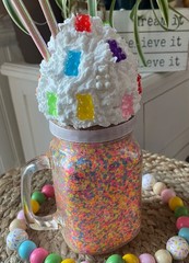 Farmhouse Candy Bear Ice Cream Confetti Sundae. Faux Pint Size Dessert Decor.