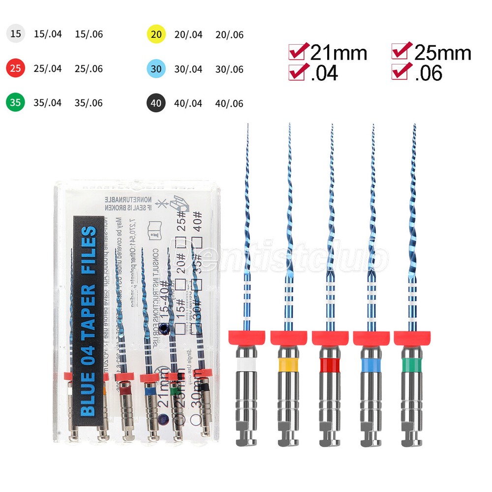 Dental Endo V Blue Engine Use Root Canal NiTi Rotary Files 21mm/25mm #15-#40