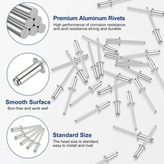 WORKPRO 200PC Aluminum Blind Rivet 3/16″x1/2″ Pop Rivet Assortment Steel Mandrel