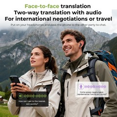 AI Translation Earbuds: Real-Time Language Translator, 140 Languages, LCD Screen