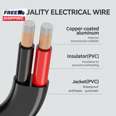 18 Gauge 2 Conductors 30FT Electrical Wire Flexible Low Voltage PVC Copper