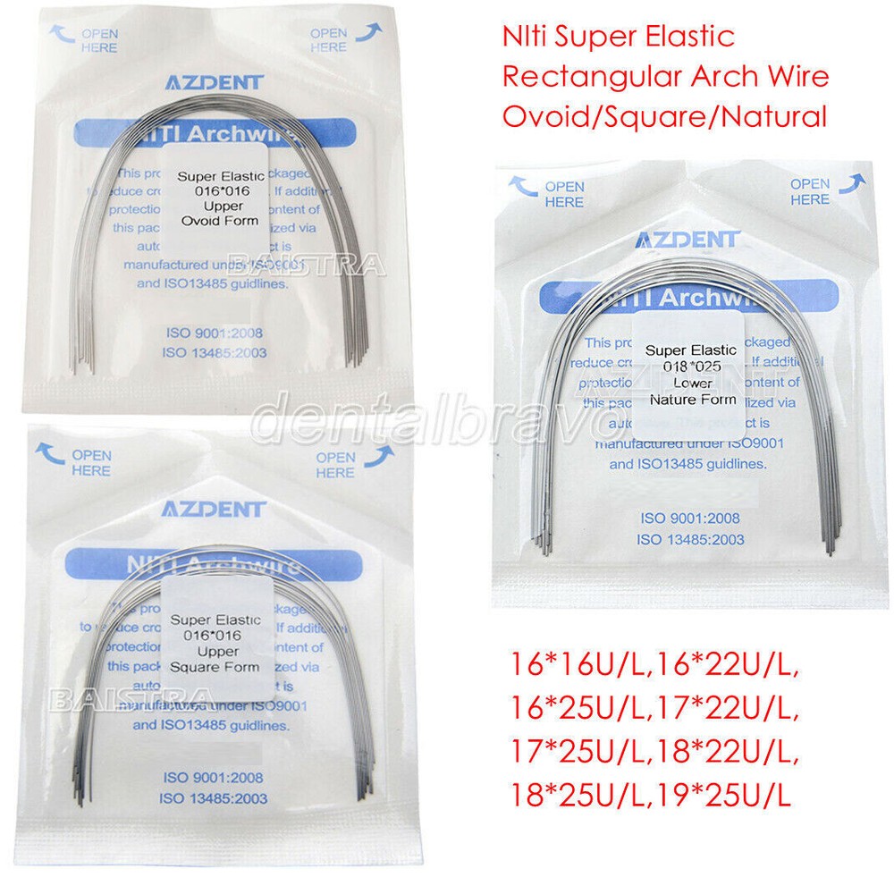 AZDENT Dental Ortho NIti Super Elastic Rectangular Arch Wire Ovoid/Natural