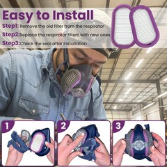 8 Pack P100 Respirator SPR321 with Elipse Miller Half Respirator Filter for S…
