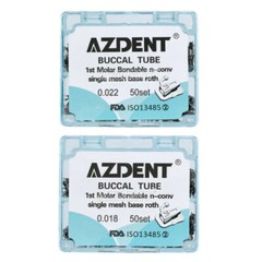 50 juegos AZDENT Tubos bucales de ortodoncia dental Roth 022/018 1er molar mesh