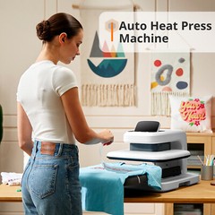 HTVRONT Auto Heat Press 2-Digit 15×15 in Plate T Shirt Printing Machine White