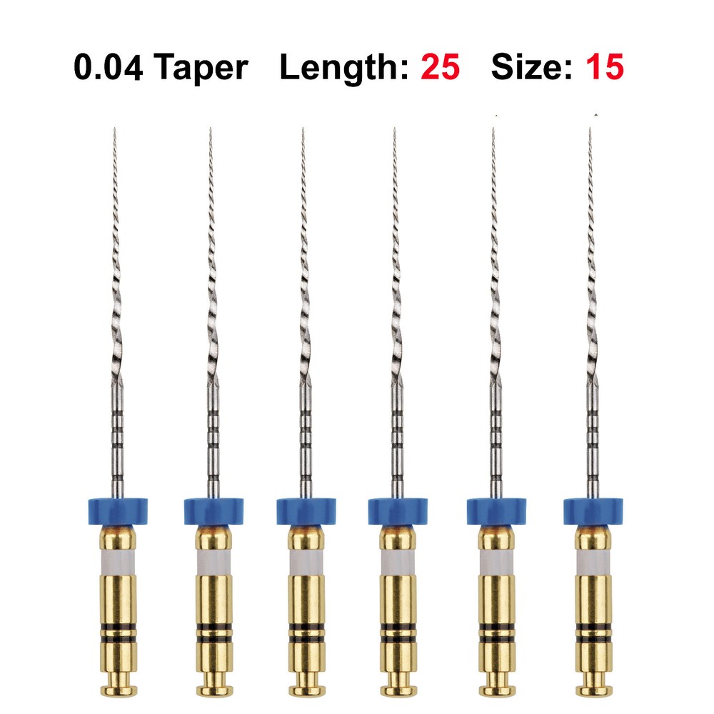 Rotary Files Root Canal File .04 25mm #15 White 6/Pk Nickel Titanium NiTi Tapers