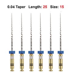 Rotary Files Root Canal File .04 25mm #15 White 6/Pk Nickel Titanium NiTi Tapers