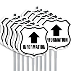 Information Up Shield Shaped Sign With Stake Weather Resistant Made in the USA