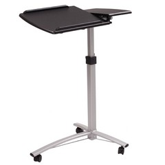 Leadzm Mobile Laptop Table Stand Tilting Overbed Desk Rolling Cart with Black