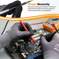 Work Gloves Microfoam Nitrile Coated Men -6 Pairs, Safety Warehouse Gloves Me…