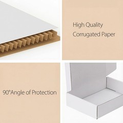 Set of 50 White Corrugated Shipping Boxes for Packing and Mailing Small Items