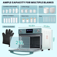 25L Sublimation Oven 110V 1700W with Digital Display for Tumblers & Mugs