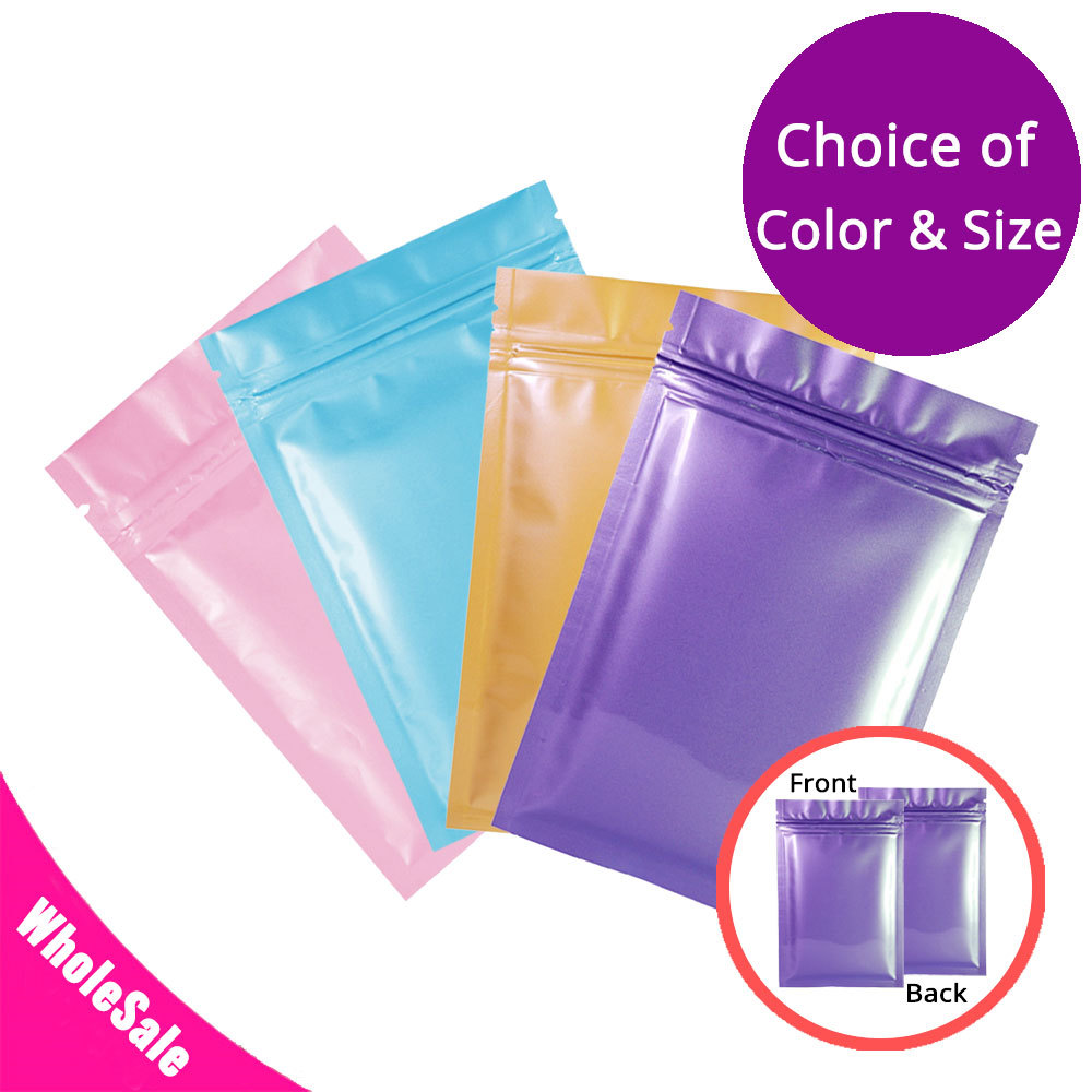 Many Sizes Colorful Double-Sided Glossy Flat Foil Mylar Zip Lock Pouch Bag M