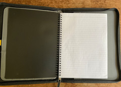 CHESTNUT WESTERN FLORAL EMBOSSED COWHIDE LEATHER NOTEBOOK ON A CASE LOGIC BASE