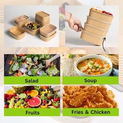 25Oz Disposable Paper Bowls with Lids, 50 Sets Salad Bowls to Go for Lunch Micro