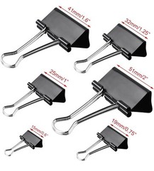 AUSTOR 100 Pcs Binder Clips Paper Clamp Clips Assorted 6 Sizes, Black