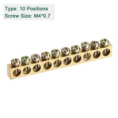 5Pcs Terminal Ground Bar Screw Block Barrier Brass 10 Positions 65×5.5×7.5mm
