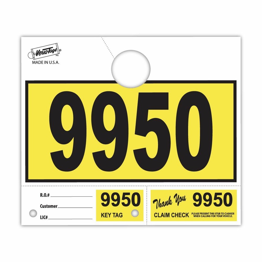 1000 Car Dealer Service Hang Tags Mechanic Repair Shop 3 Piece System Yellow