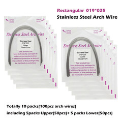 100PCS Orthodontic Arch Wire Stainless Steel Round Rectangular Ovoid Natural
