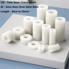 ABS Plastic Round Spacers White Nylon Spacer Column OD 7mm 9mm 11mm 14mm
