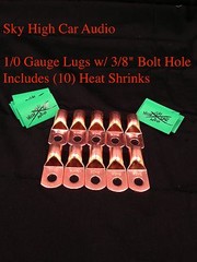 (10) 1/0 Gauge Copper Ring Terminals 3/8″ GREEN Heat Shrink Tubing LUGS