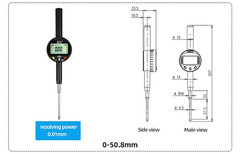 Digital Dial Indicator 0-2In/50.8Mm, 0.01Mm/ 0.0005″ Tolerance Function Inch/Met