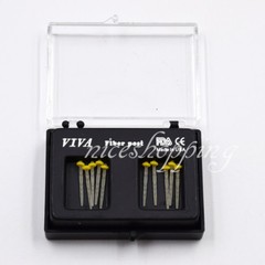 10 Pcs 1 Pack Dental Resin Screw Thread Quartz Fiber Post & 1 Drill Yellow 1.4