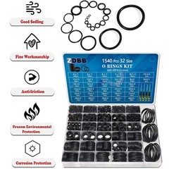 32 Size 1540 Pcs O Rings Assortment Kit Metric Nitrile Rubber Oring Set with 4 P