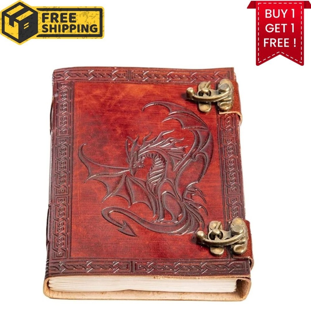Handmade Leather Journal–5x7Sketchbook,200 Unlined Pages|B1G1 Free+Free Shipping