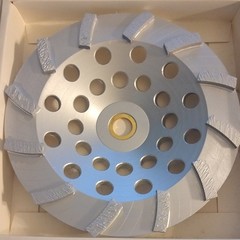 Flaring Cup Metal Grinding Wheel, Segmented Rim, Arbor Hole, Silver