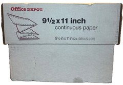 OfficeDepot 9.5 X 11 Continuous Paper 3 Part Carbonless 1000 Ct—SHIPS IN 24 HRS-