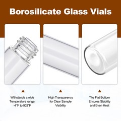 100pcs 10ml Glass Vials with Screw Caps Clear Sample Vials Liquid Sampling Vial
