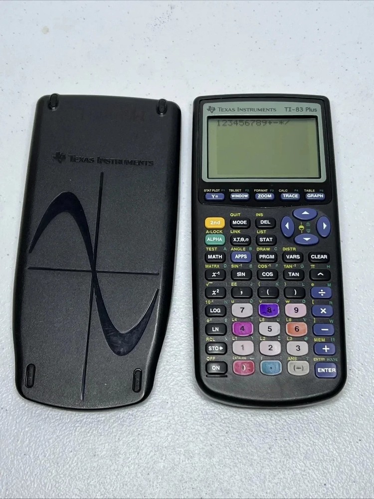 Texas Instruments TI-83 Plus Graphing Calculator Black w Cover Tested Working